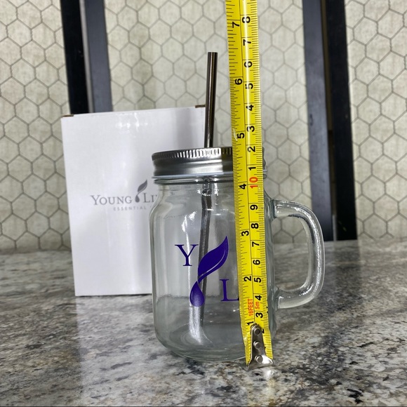 Young Living Glass Jar Mug with Stainless Steel Straw - Picture 7 of 7
